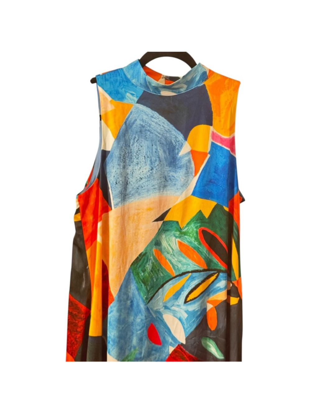 Size M Nicole Miller Multicolor Abstract Print Sleeveless Summer Maxi Dress - Picture 3 of 14